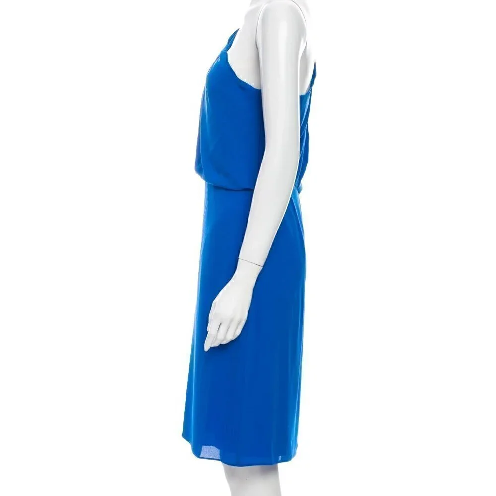 New Halston Braided Strap One-Shoulder Silky Georgette Dress NWT Size 4